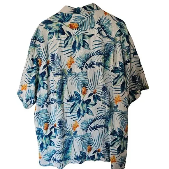 Tommy Bahama Mens 100% Silk 3XL Plus Tropical Print Hawaiian Shirt Orange Palm - Picture 9 of 11